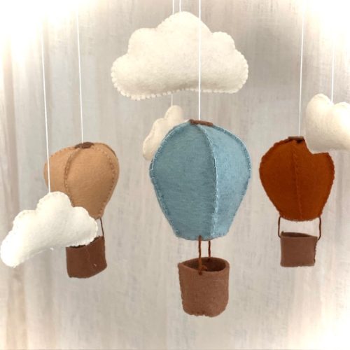 DIY-Pakket Kinderkamer Mobiel Luchtballon - cognac turquoise